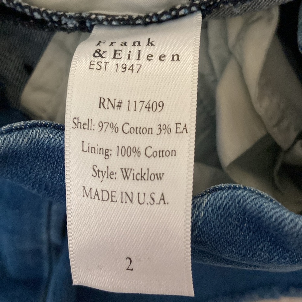 Frank & Eileen Wicklow Jeans, Size 2, Made in the USA 🇺🇸 - Picture 7 of 10
